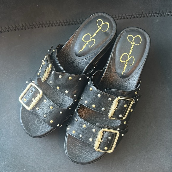 Jessica Simpson Women's Cyriss2 Slip-On Double-Buckle Platform Sandals size 7.5 - Picture 2 of 4